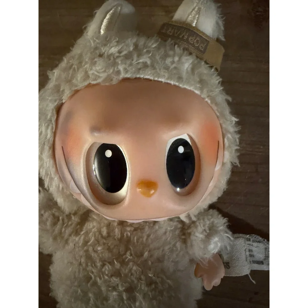 Pop Mart Labubu The Monsters Plush Pendant Keychain Cream White Kasing Lung